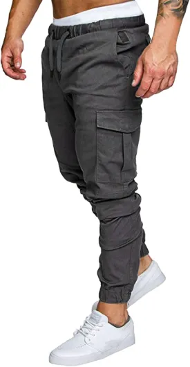 Slim Fit Work Jogger Pants for Men Stretch Twill Cotton Cargo Joggers Sweatpants Elastic Waist Cargo Hiking Pants