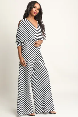 Striped Dolman Sleeve Palazzo Jumpsuit