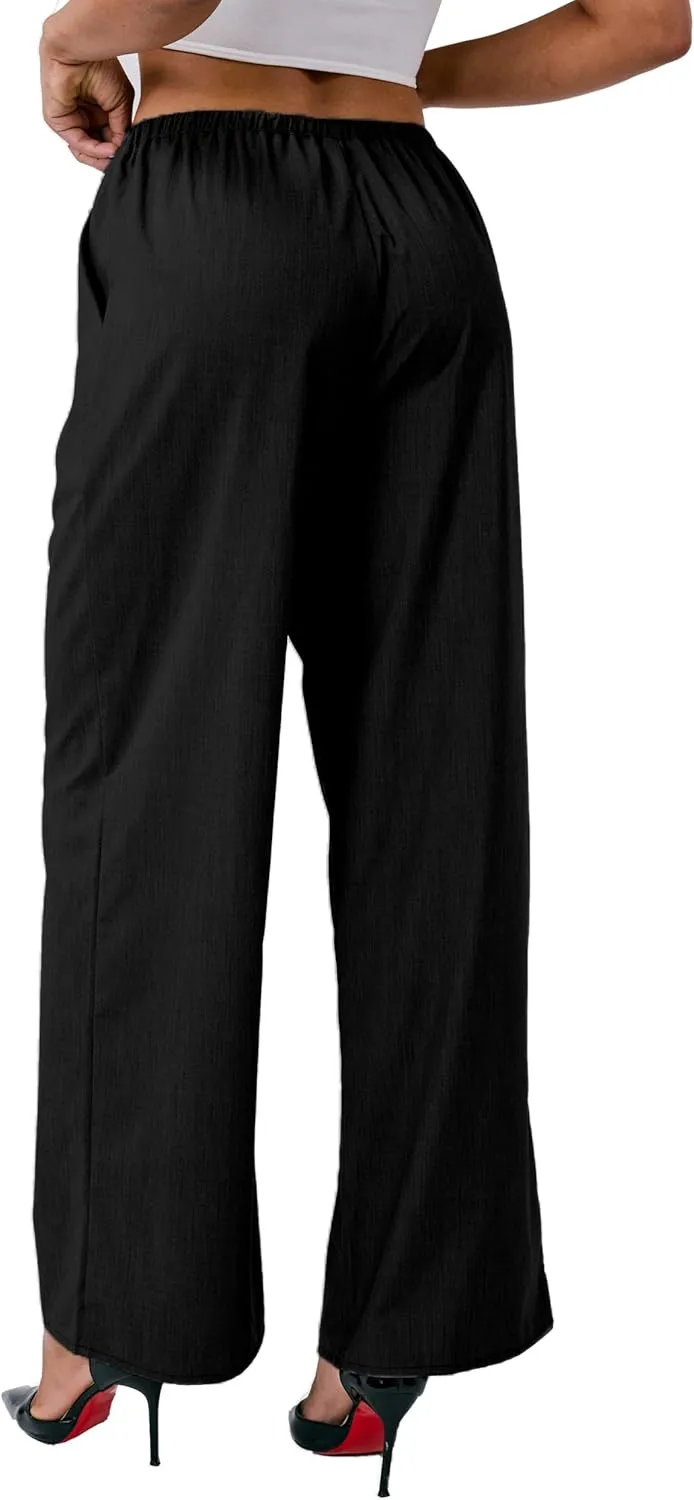 Striped Palazzo Pants for Women, Wide Leg Drawstring Pants for Vacation, Lounge, or Work