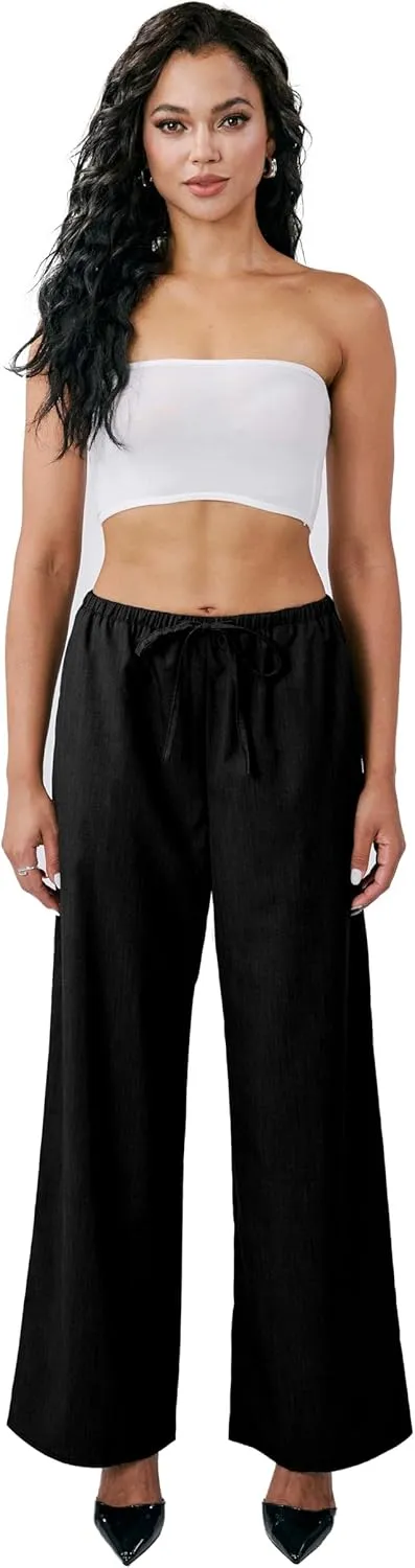 Striped Palazzo Pants for Women, Wide Leg Drawstring Pants for Vacation, Lounge, or Work