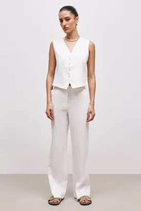 Tailored Linen Trousers - White