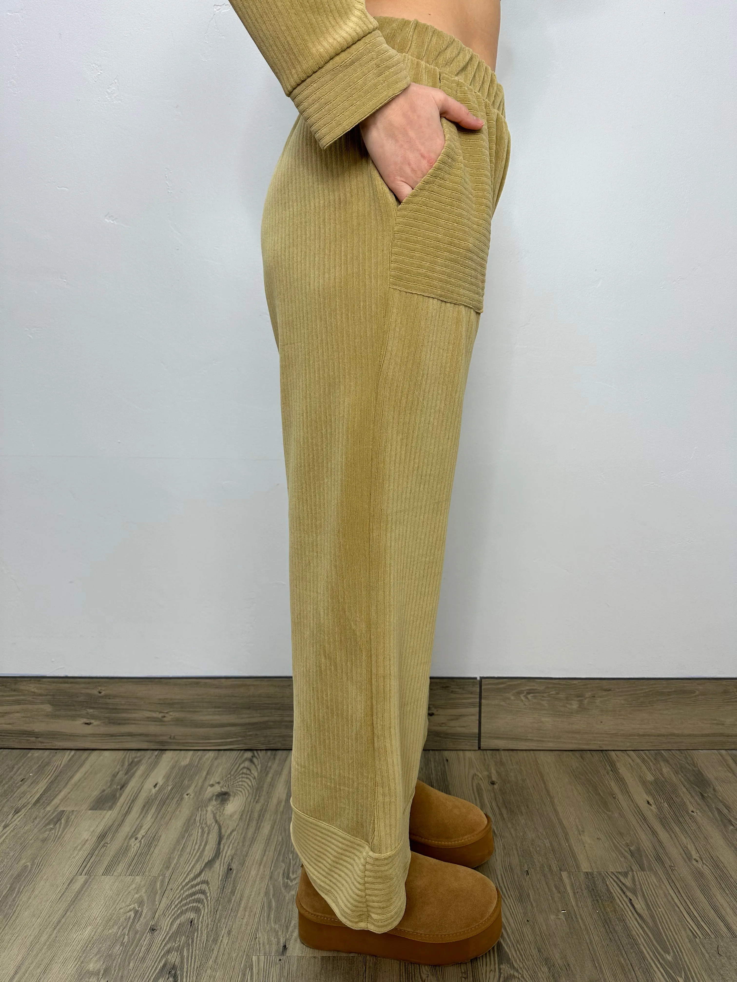 Taupe Soft Corduroy Pant with Pockets