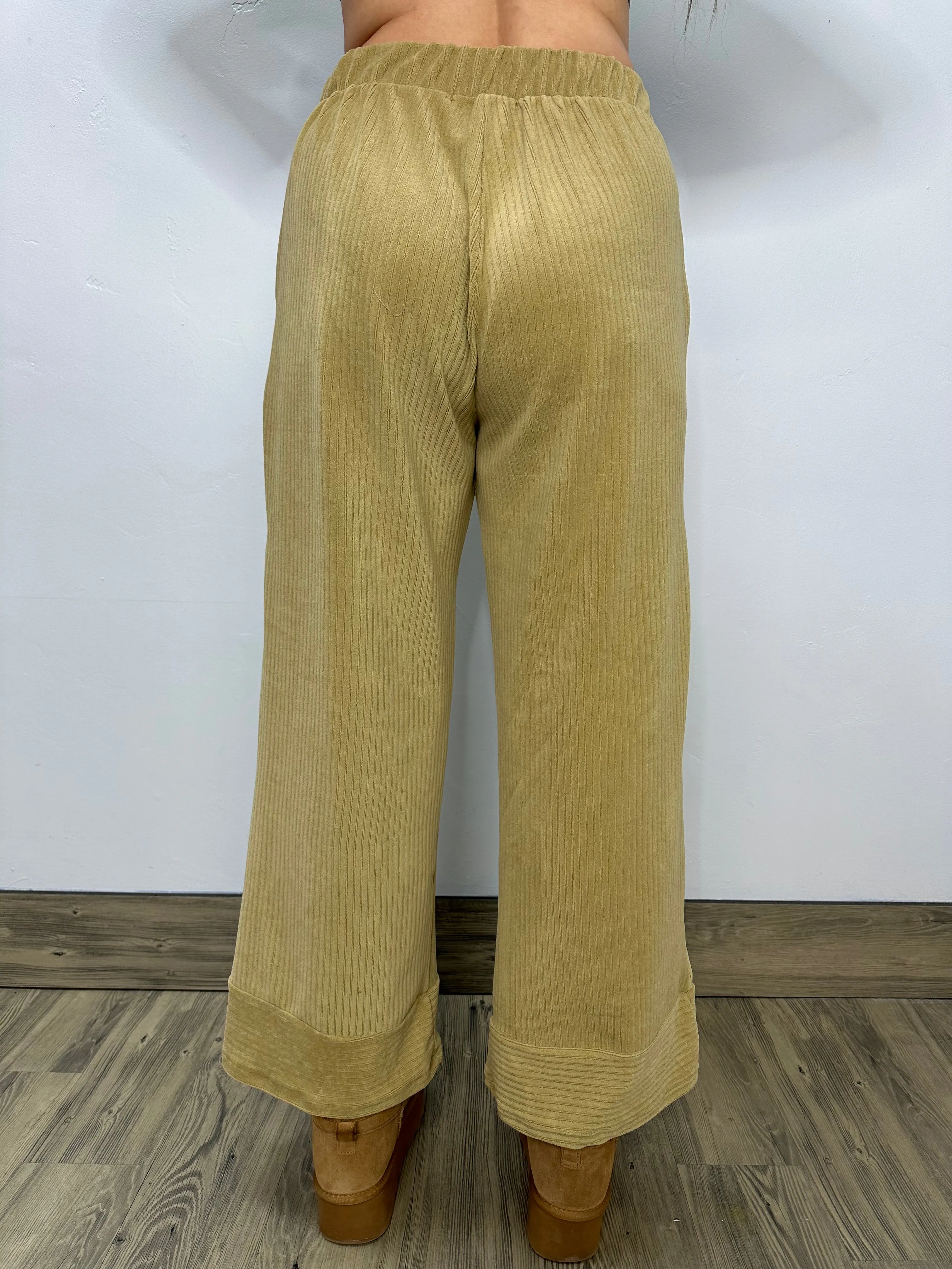 Taupe Soft Corduroy Pant with Pockets