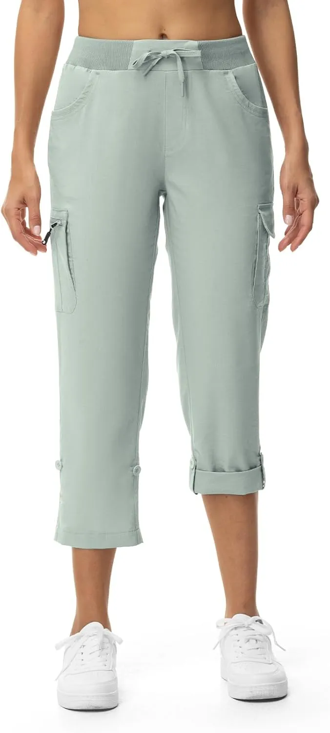 TBMPOY Womens Cargo Capris with Pockets Lightweight Hiking Capris Pants Quick Dry Casual Cropped Pants Summer Trip Cotton
