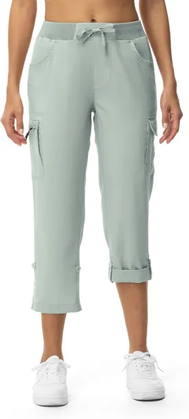 TBMPOY Womens Cargo Capris with Pockets Lightweight Hiking Capris Pants Quick Dry Casual Cropped Pants Summer Trip Cotton