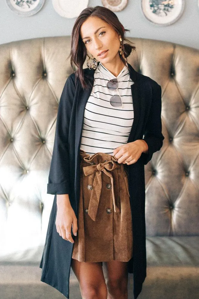 This Chic White and Black Mock Neck Top