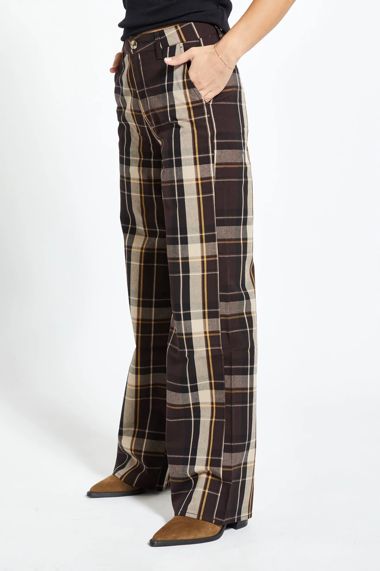Victory Full Length Wide Leg Pant - Seal Brown/Bright Gold