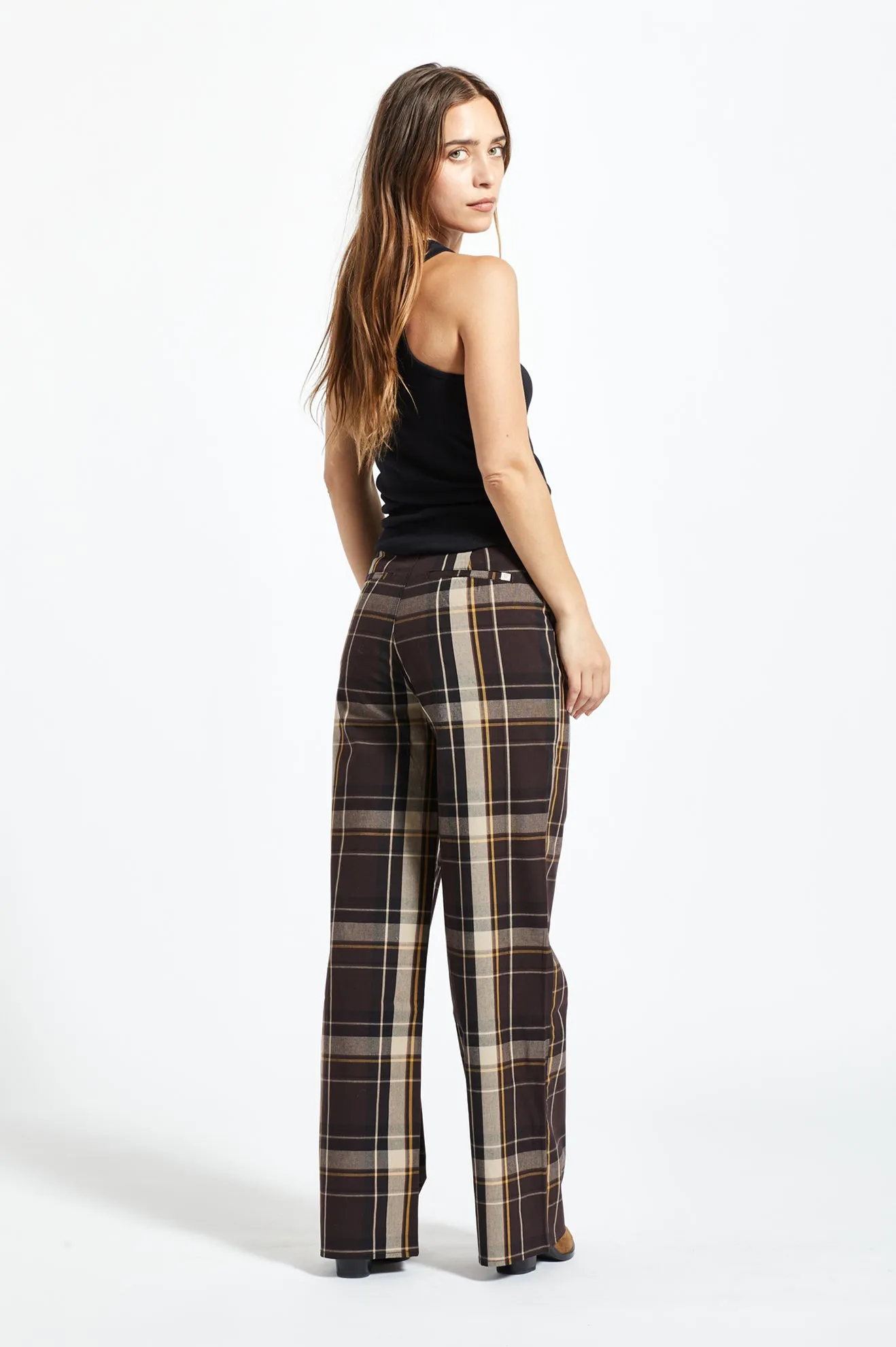 Victory Full Length Wide Leg Pant - Seal Brown/Bright Gold