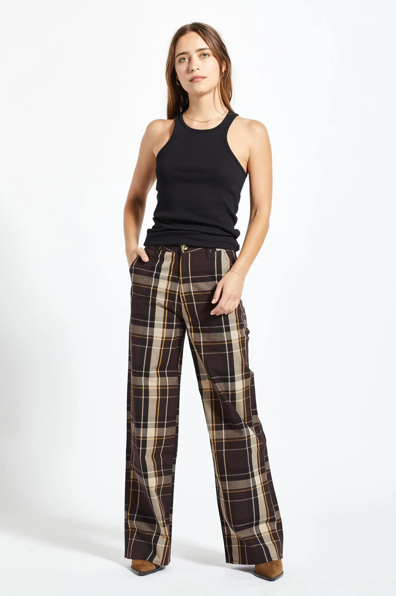 Victory Full Length Wide Leg Pant - Seal Brown/Bright Gold
