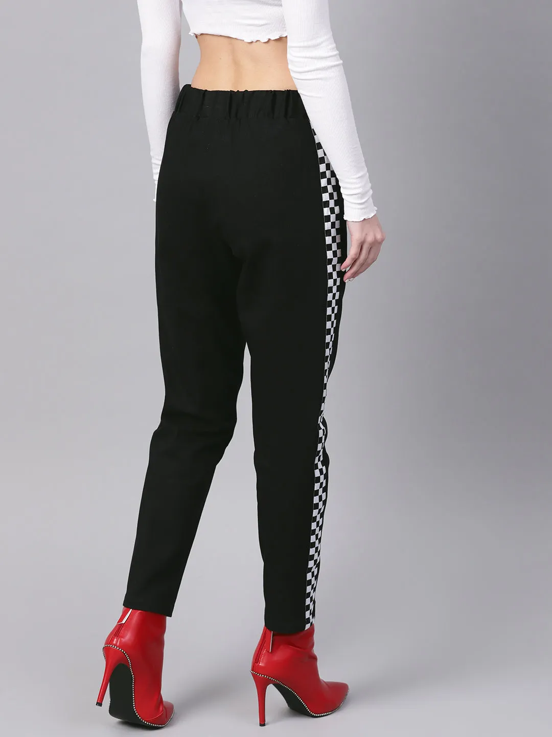 Women Black Tapered Athleisure Pants