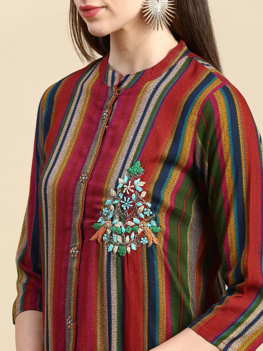 Women Striped Multi Straight Kurta