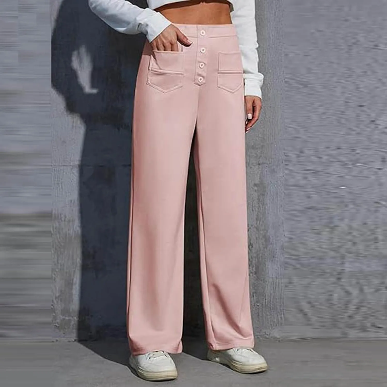 Women's High Waisted Straight Leg Pants Stretch Business Casual Trousers with Multiple Pockets Comfort Fit Travel