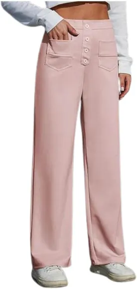 Women's High Waisted Straight Leg Pants Stretch Business Casual Trousers with Multiple Pockets Comfort Fit Travel