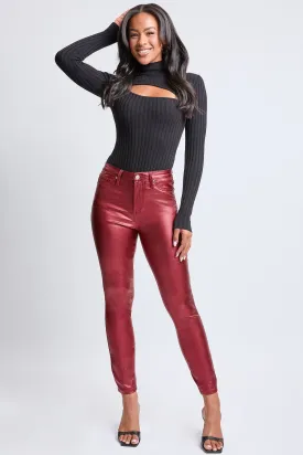 Women's Metallic Hyperstretch Skinny Pants, Red Wine